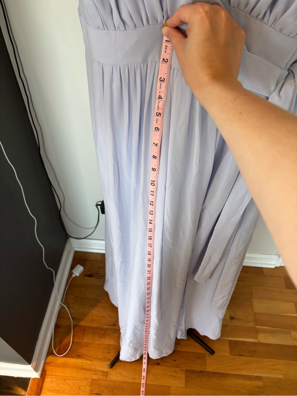 Azazie Ice Blue V-neck wrap dress, A22 or US 12 - Picture 10 of 14